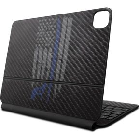 Carbon Fiber Skin Compatible with Apple Magic Keyboard for iPad Air 11-inch (M2) 2024 - Thin Blue Line K9 - Premium 3M Vinyl Protective Decal Cover - Easy to Apply | Crafted in The USA by MightySkins