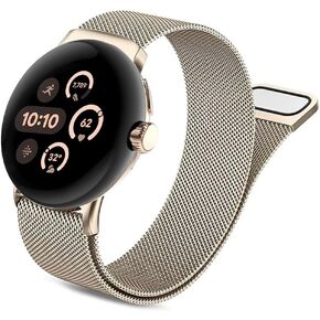 Compatible for Google Pixel Watch 3 45mm Band, Stainless Steel Metal Strap Adjustable Replacement, Men Women Mesh Loop Magnetic Wristband for Google Pixel Watch 3 45mm 2024
