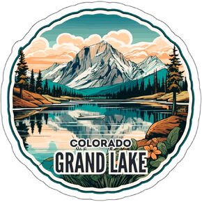Grand Lake Colorado Sticker Travel Weatherproof Souvenir Decal Vinyl Small Waterproof for Water Bottle Mug Passport Notebook Laptop Computer Phone Car Stickers Size 4″×4″