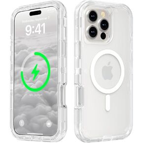 for iPhone 16 Pro Max Case, Compatible with MagSafe, Heavy Duty Shockproof Protection Phone Cases, Anti-Drop, Dual Layer Transparent Magnetic Phone Case for iPhone 16 Pro Max, 6.9", Purple