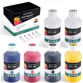 Offnova Premium DTF Ink 1500ml ، dtf ink refill for dtf inkjet printer epson et-8550 ، xp-15000 ، l1800 ، l805 ، r1390 ، r2400 ، direct to film transfer ، 250ml × 6 (cmyk + 2-white)