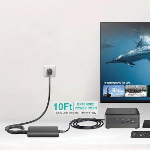 HKY 19V 6.32A 120W AC ADAPTER متوافق مع MINISFORUM UM690 UM690S فينوس سلسلة AMD RYZEN 9 MINI MICRO PC 6900HX RADEON 680M SOY-1900630-410-B PRICENT PROCITIONAR in Kuwait