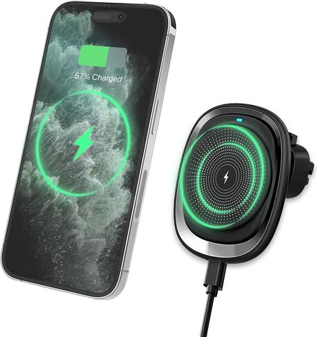 MAGNECT Wireless Car Charger Mount for Magsafe iPhone 15/15 Plus/15 Pro Max/14/14 Plus/14 Pro Max/13/13 Pro Max/12/21 حامل هاتف السيارة in Kuwait