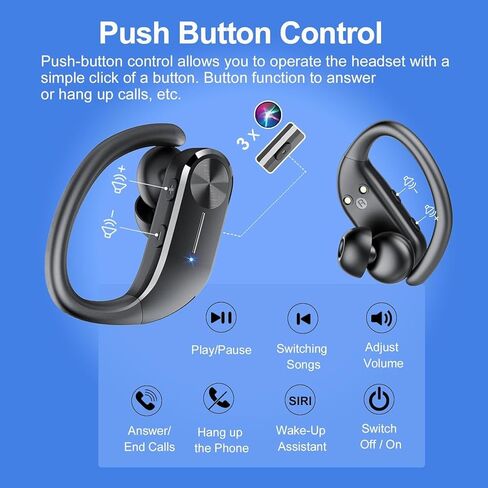 سماعات الأذن اللاسلكية سماعات رأس بلوتوث الرياضية Earhook Ear Buds 60 ساعة وقت تشغيل سماعات رأس عميق مع ميكروفون IP8 DIGHT DISTRACT in Kuwait