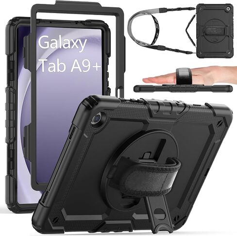 حالة لـ Samsung Galaxy Tab A9+/A9 Plus 11 بوصة 2023 (SM-X210/X216/X218) ، حالة وقائية مقاومة للصدمات الثقيلة مع حامي الشاشة/حزام الكتف/حامل القلم البرتقالي in Saudi Arabia