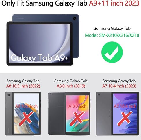 حالة لـ Samsung Galaxy Tab A9+/A9 Plus 11 بوصة 2023 (SM-X210/X216/X218) ، حالة وقائية مقاومة للصدمات الثقيلة مع حامي الشاشة/حزام الكتف/حامل القلم البرتقالي in Saudi Arabia