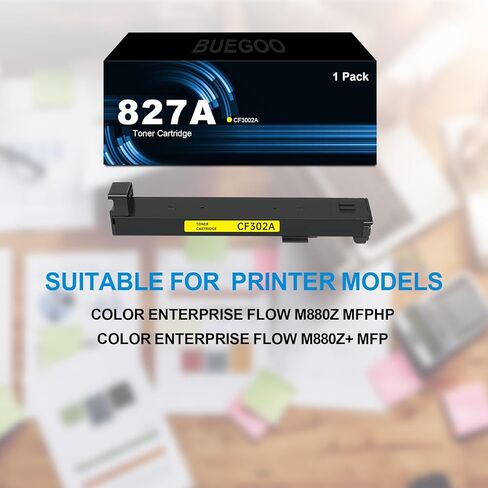Buegoo 827a CF302A خرطوشة الحبر الأصفر متوافق مع 827A CF302A الحبر لتدفق المؤسسة MFP M880 M880Z M880Z+ Printer | 32000 صفحة ، 1 حزمة in Kuwait