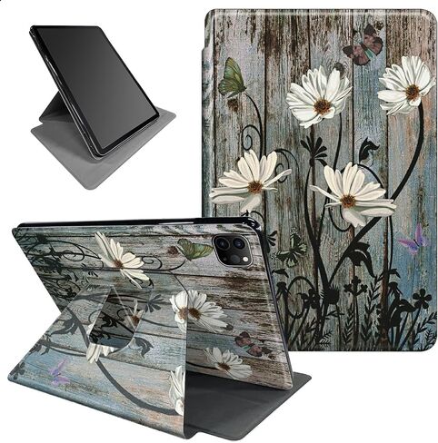 بالنسبة إلى IPAD Pro 11 Inch Case 2024 (M4) 360 ، فإن الدقة التناوب ، غطاء ذكي مع Auto Wake/Sleep Case لـ iPad Pro 11 Inch 5th Generation 2024 - Floral Flower in Kuwait