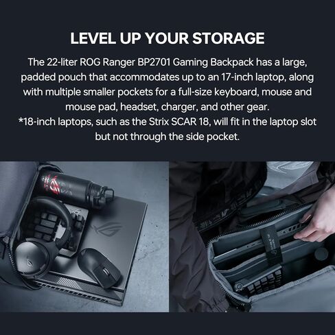 ASUS ROG RANGER BP2701 Gaming backpack, up to 17.3 laptop storage, Built-in luggage strap, Designed for Daily Convenience in Kuwait