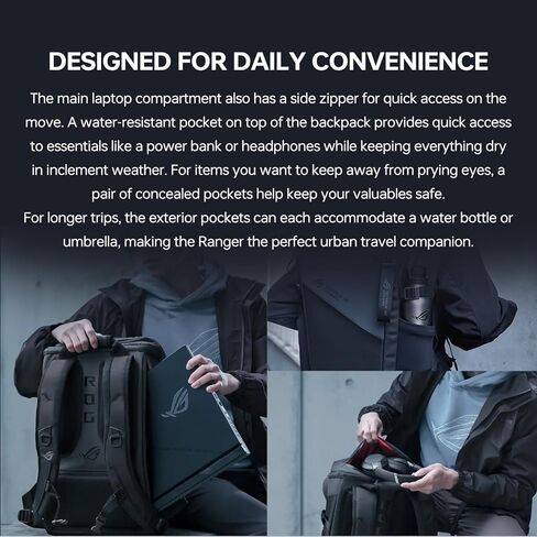 ASUS ROG RANGER BP2701 Gaming backpack, up to 17.3 laptop storage, Built-in luggage strap, Designed for Daily Convenience in Kuwait