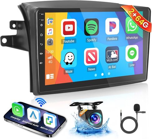 Hikity Android Car Stereo لـ Toyota Sienna 2004-2010 Radio 2+64g 9 بوصة شاشة اللمسات Carplay Android Auto Support WiFi Bluetooth FM EQ Camera in Kuwait