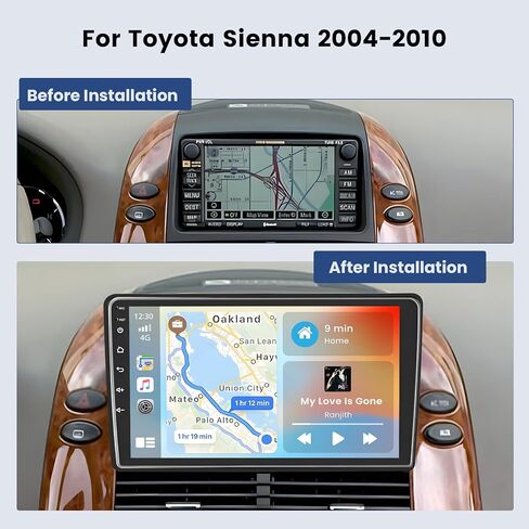 Hikity Android Car Stereo لـ Toyota Sienna 2004-2010 Radio 2+64g 9 بوصة شاشة اللمسات Carplay Android Auto Support WiFi Bluetooth FM EQ Camera in Kuwait