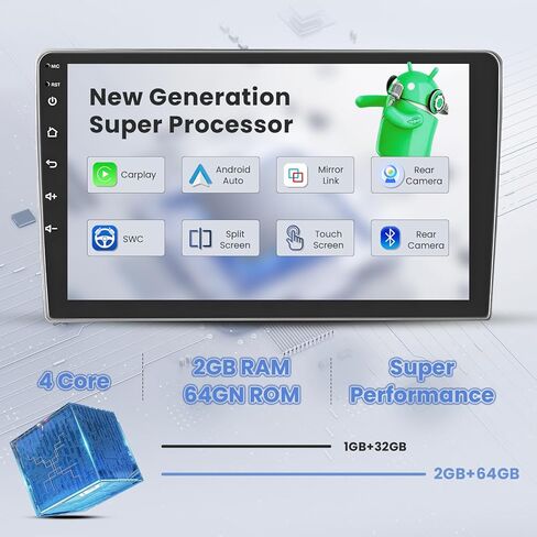 Hikity Android Car Stereo لـ Toyota Sienna 2004-2010 Radio 2+64g 9 بوصة شاشة اللمسات Carplay Android Auto Support WiFi Bluetooth FM EQ Camera in Kuwait