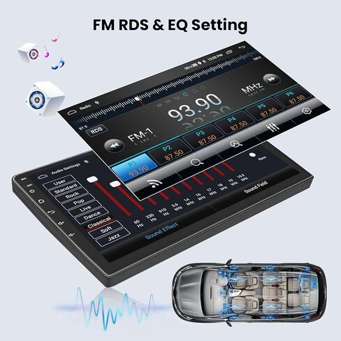 Hikity Android Car Stereo لـ Toyota Sienna 2004-2010 Radio 2+64g 9 بوصة شاشة اللمسات Carplay Android Auto Support WiFi Bluetooth FM EQ Camera in Kuwait