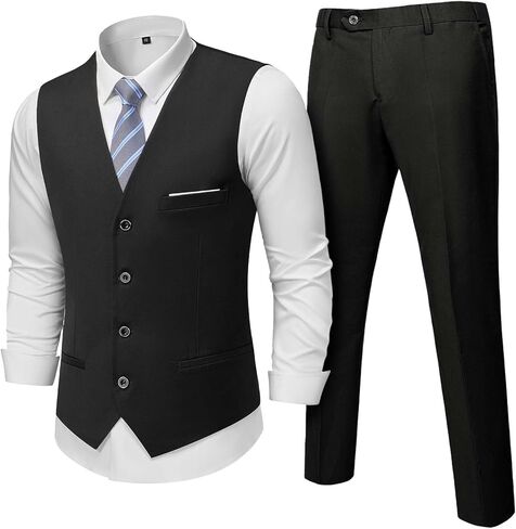 Men's 2-Piece Suit, Vest Pants Set for Men, Fashion Waistcoat with Tie for Wedding, Prom, Homecoming, Business in Saudi Arabia