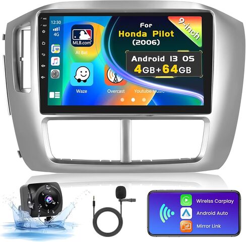 4+64g inefala لـ Honda Pilot 2006-2008 Android Car Radio Stereo مع Carplay Android Auto ، شاشة لمس عالية الدقة 9 بوصة مع GPS wifi BT5.0 FM/RDS 32EQ SWC Camera Camera Camer in Kuwait