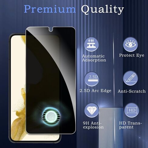 2 حزمة شاشة شاشة الخصوصية لـ Samsung Galaxy S22 Plus ، فيلم زجاجي مضاد للتجسس ، صلابة 9H ، حماية حافة الترقية ، التثبيت السهل ، خالية من الفقاعة ، ودية للحالة in Kuwait