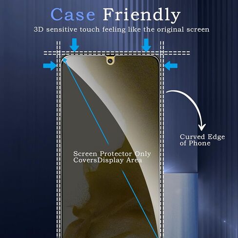 2 حزمة شاشة شاشة الخصوصية لـ Samsung Galaxy S22 Plus ، فيلم زجاجي مضاد للتجسس ، صلابة 9H ، حماية حافة الترقية ، التثبيت السهل ، خالية من الفقاعة ، ودية للحالة in Kuwait