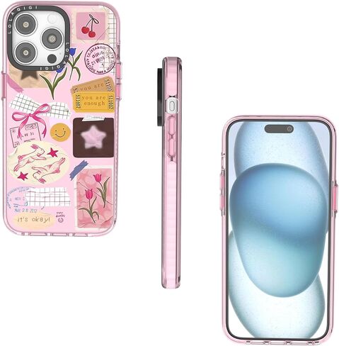 Case for iPhone 16 Plus ، Pink Pink Art Collage Print Kawaii Design Girly Aealthetic Cartoon Pattern for Women Girls Teens Soft TPU Phone Case ، 6.7 " in Saudi Arabia