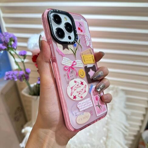 Case for iPhone 16 Plus ، Pink Pink Art Collage Print Kawaii Design Girly Aealthetic Cartoon Pattern for Women Girls Teens Soft TPU Phone Case ، 6.7 " in Saudi Arabia