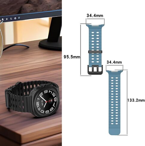 YEEJOK Compatible for Samsung Galaxy Watch Ultra Bands 47mm, Soft Breathable Sport Silicone + Leather Watch Straps Replacement for 2024 Galaxy Watch 7 Ultra Bands No Gap Men Women in Kuwait