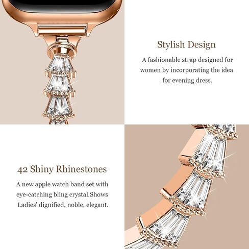 Unique bands and Case Compatible with Apple Watch Bands 38mm 40mm 41mm 42mm 44mm 45mm, Women Jewelry Bracelet with 2 Pack PC Protective Cover For iwatch Series 9/8/7/6/5/4/3/2/1/SE in Saudi Arabia