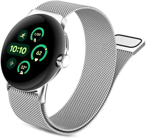 Compatible for Google Pixel Watch 3 45mm Band, Stainless Steel Metal Strap Adjustable Replacement, Men Women Mesh Loop Magnetic Wristband for Google Pixel Watch 3 45mm 2024 in Saudi Arabia