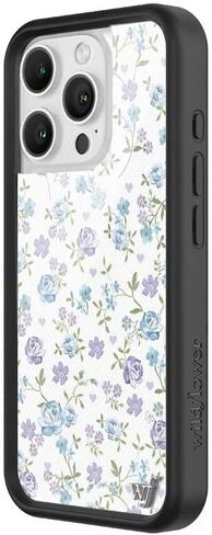 Wildflower Cases - Lilac & Blue Floral, Compatible with Apple iPhone 16 Pro | Purple Green Wf Popular Aesthetic Cute Trendy - Protective Black Bumper, 4ft Drop Certified, Women Owned Small Business in Saudi Arabia