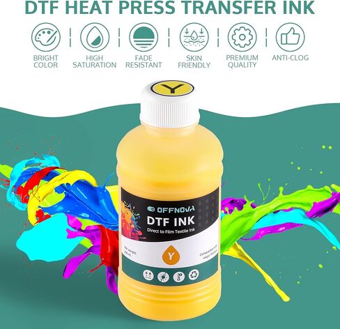 OFFNOVA Premium DTF Ink 1500ML, DTF Ink Refill for DTF Inkjet Printer ET-8550, XP-15000, L1800, L805, R1390, R2400, Direct to Film Heat Transfer Printing, 250ml x 6 (CMYK + 2White) in Saudi Arabia