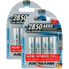Ansmann AA 2850 Hybrid High Capacity, Low Discharge Rechargeable Batteries 8-Pack