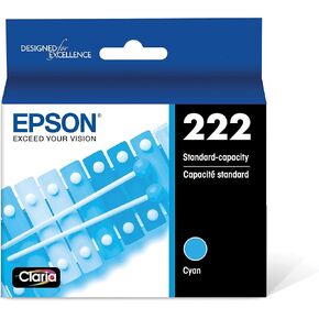 Epson 222 Claria Ink Standard Capacity Cyan Cartridge (T222220-S) Works with Workforce WF-2960, Expression XP-5200