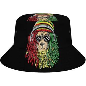 Rasta Lion Jamaican Reggae Love Men's Women's Bucket Hat Summer Vacation Travel Beach Sun Hat Packable Lightweight Outdoor Hat