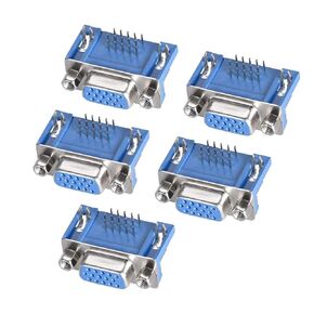 uxcell D-sub Connector Female Socket 15-pin 3-Row Right Angle Port Terminal Breakout for Mechanical Equipment Blue Pack of 5