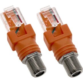 RF to RJ45 Converter Adapter F Female to RJ45 Male Coaxial Barrel Coupler Adapter Orange Straight Coaxial Connector 2PCS