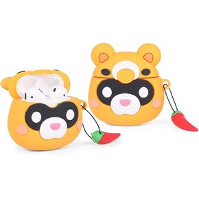 Cartoon Case for Airpods 2nd/1st Generation 2019/2016, 3D Animation Character Design Silicone Cute Case Protective Shockproof Covers with Keychain for Airpods 1/2 Earbuds