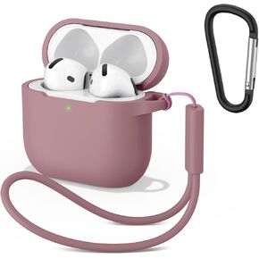 Meliya for AirPods 4 Case Cover 2024 with Lanyard & Keychain, Soft Silicone Protective Case for Apple AirPods 4th Generation Case, Full Protection, Support Wireless Charging (Smoke Violet)