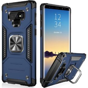IKAZZ for Galaxy Note 9 Case,Dual Layer Soft Flexible TPU and Hard PC Anti-Slip Full-Body Rugged Protective Phone Cover with Magnetic Kickstand Blue