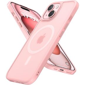 Magnetic for iPhone 15 Plus Case, [Compatible with MagSafe] [Strong Magnetic] Military-Grade Protection, Shockproof Translucent Back, Slim Silky Anti-Fingerprint Phone Case for iPhone 15 Plus (Pink)
