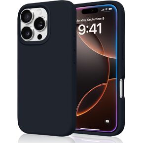 Compatible with iPhone 16 Pro Case, Liquid Silicone Soft Microfiber Lining Shockproof Gel Rubber Phone Case for iPhone 16 Pro 6.3-Inch Black