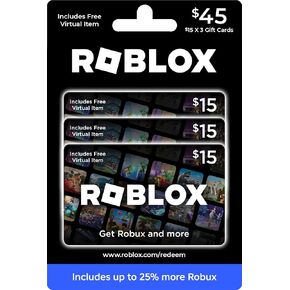 بطاقات الهدايا المادية Roblox ، متعددة الأبعاد من 3 × 15 دولارًا [تشمل عنصرًا افتراضيًا مجانيًا] [استرداد في جميع أنحاء العالم]