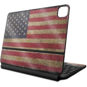 Glossy Glitter Skin Compatible with Apple Magic Keyboard for iPad Air 11-inch (M2) 2024 - Vintage Flag - Premium 3M Vinyl Protective Decal Cover - Easy to Apply | Crafted in The USA by MightySkins