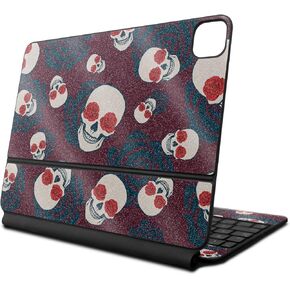 Glossy Glitter Skin Compatible with Apple Magic Keyboard for iPad Air 11-inch (M2) 2024 - Skulls N Roses - Premium 3M Vinyl Protective Decal Cover - Easy to Apply | Crafted in The USA by MightySkins