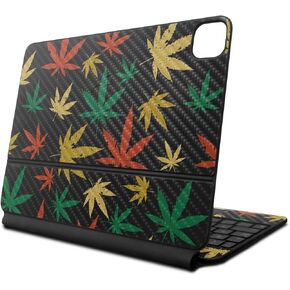Carbon Fiber Skin Compatible with Apple Magic Keyboard for iPad Air 11-inch (M2) 2024 - Rastafari Kush - Premium 3M Vinyl Protective Decal Cover - Easy to Apply | Crafted in The USA by MightySkins
