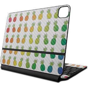 Carbon Fiber Skin Compatible With Apple Magic Keyboard for iPad Air 11-inch (M2) 2024 - Rainbow Pineapples - Premium 3M Vinyl Protective Decal Cover - Easy To Apply | Crafted in the USA by MightySkins