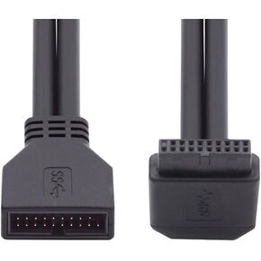 NFHK Up Angled USB 3.0 20Pin 19Pin Male to Female Extension 5Gbps Cable 90 Degree for Motherboard Mainboard
