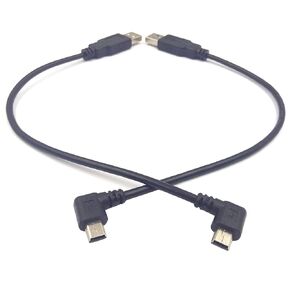 (1-Set) Mini USB Cable, Haokiang 8 inch USB 2.0 Male to Mini USB 90 Degree Angled Male Charging Cable Cord - Black (Left/Right)