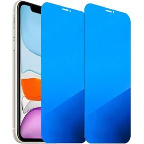 2 Pack Anti-Blue Privacy Tempered Glass for iPhone 11 / iPhone XR Anti-Spy Screen Protector Film Electroplated Blue 6.1 inch