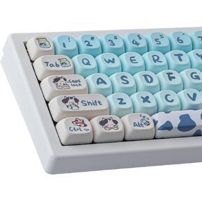 PBT Keycaps MOA Profile Keycaps 142 Keys Custom Keycaps Dye-Sublimation Cute Milk Cow Keycaps Set for US Layout Cherry Gateron MX Swithes Mechanical Keyboards