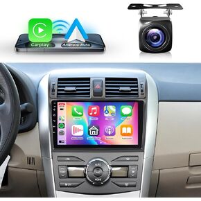8 Core 8+128G Car Radio Stereo for Toyota Corolla 2009 2010 2011 2012 2013 Android, 9’’ Head Unit Touch Screen Wireless Carplay Android Auto Mirror Link GPS Wifi Bluetooth FM RDS DSP Backup Camera SWC