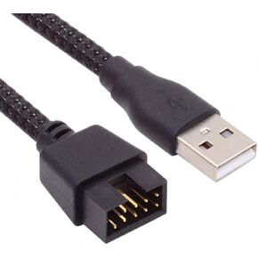 CY Cable Single USB 2.0 Male Type-A to Motherboard 9Pin 10Pin Male Header Cable with Sleeve 20cm